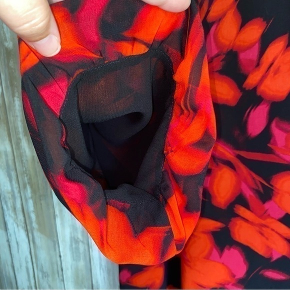 Calvin Klein Pink, Red, & Black Floral Blouse - Picture 3 of 4